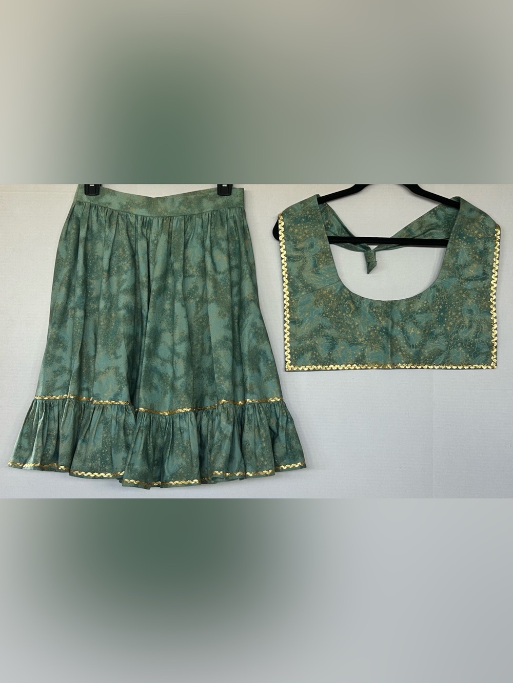 Vintage Woman's Christmas Square Dancing Skirt and Bib